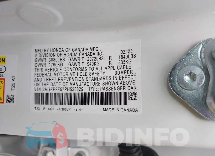 2HGFE2F57PH528829 Photo# 9