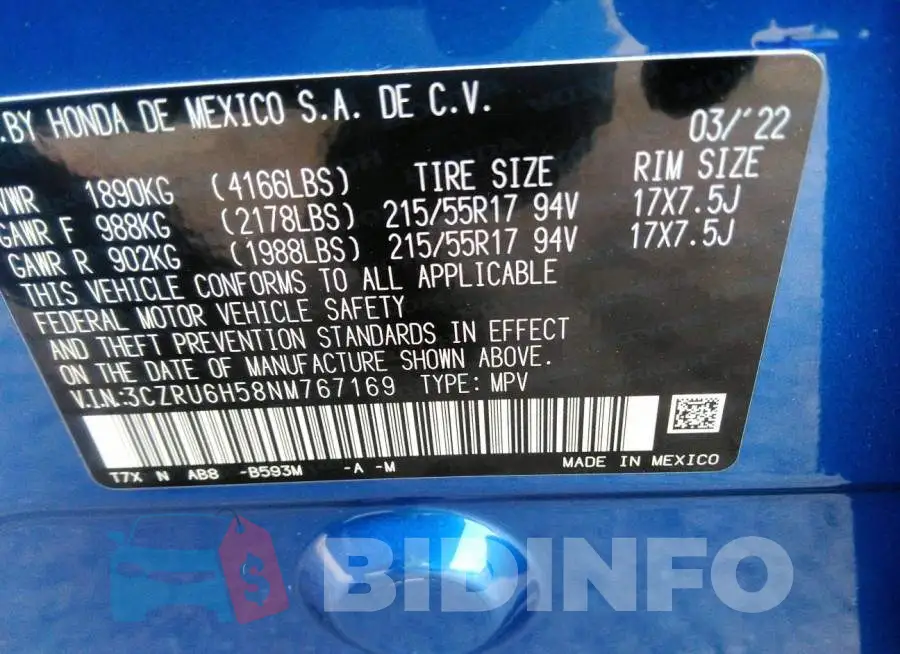 3CZRU6H58NM767169 Photo# 9