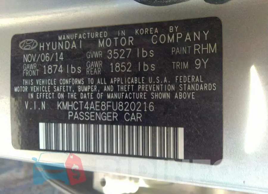 KMHCT4AE8FU820216 Photo# 9