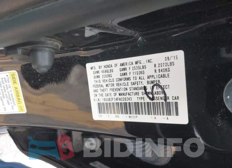 19UUB2F34FA026243 Photo# 9