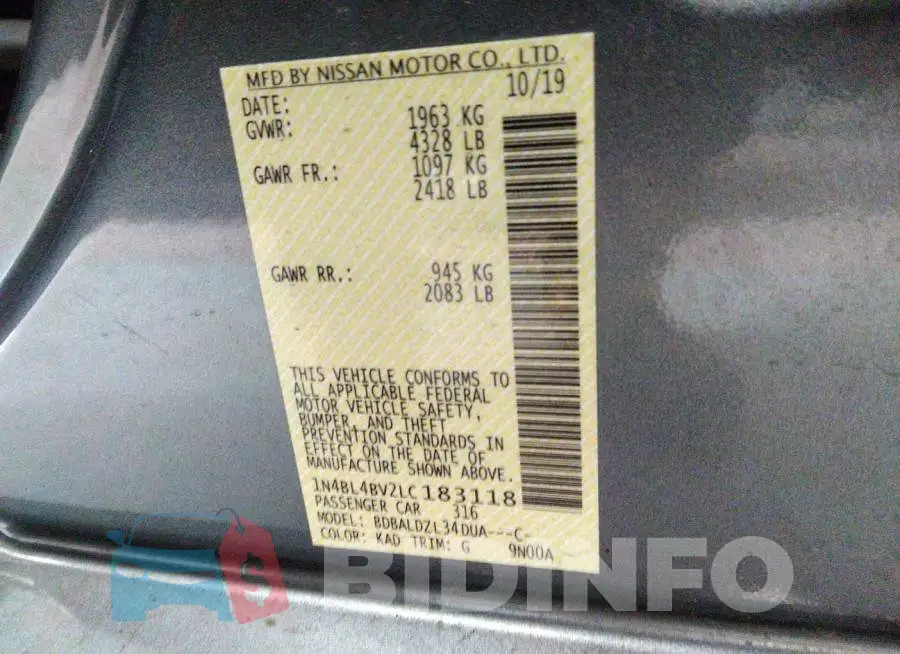 1N4BL4BV2LC183118 Photo# 9