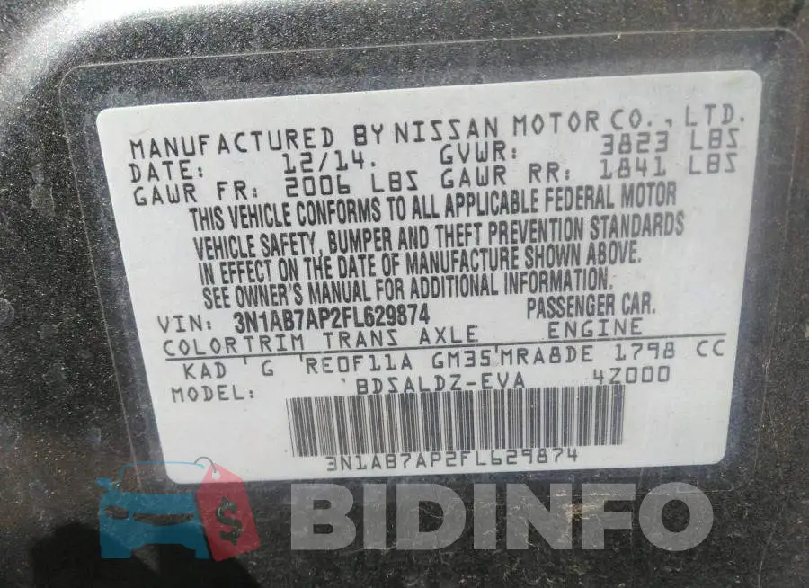3N1AB7AP2FL629874 Photo# 9
