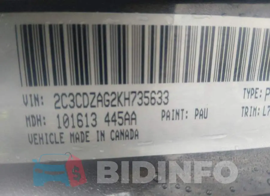 2C3CDZAG2KH735633 Photo# 9