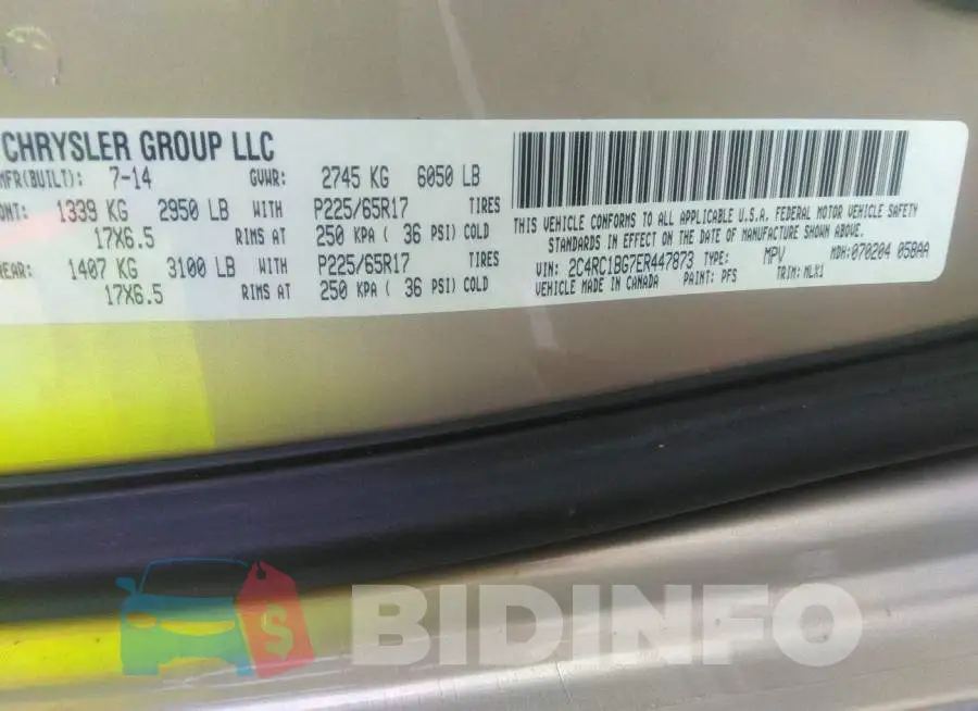 2C4RC1BG7ER447873 Photo# 9