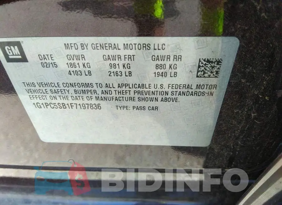 1G1PC5SB1F7197836 Photo# 9