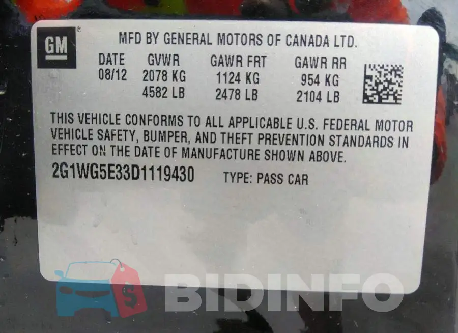 2G1WG5E33D1119430 Photo# 9