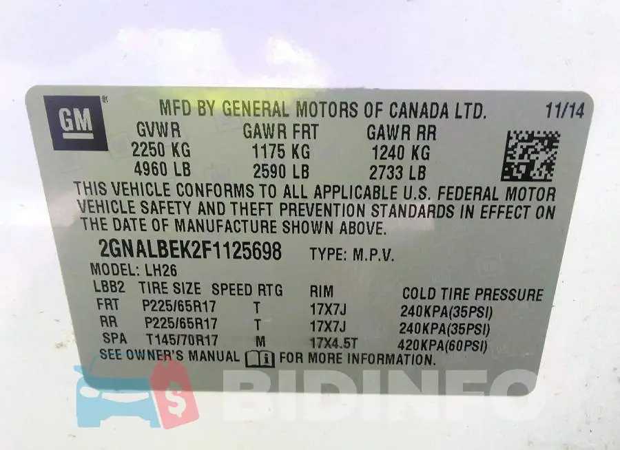 2GNALBEK2F1125698 Photo# 9