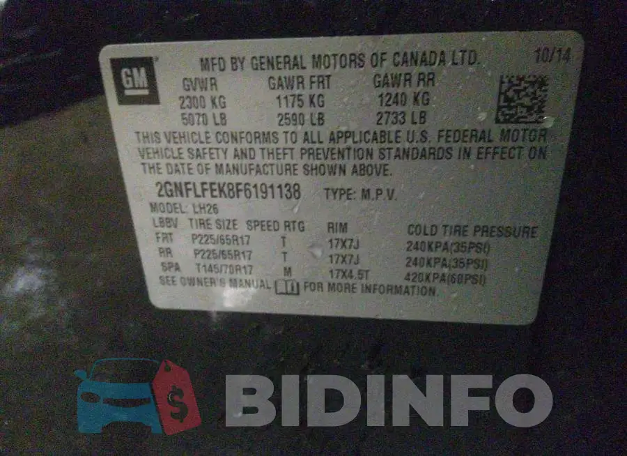 2GNFLFEK8F6191138 Photo# 9