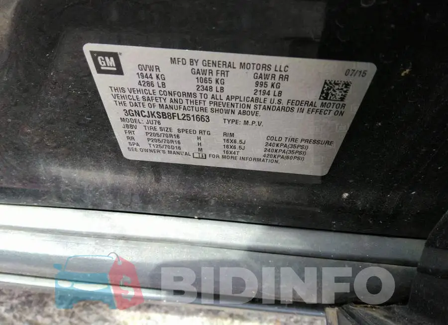 3GNCJKSB8FL251663 Photo# 9