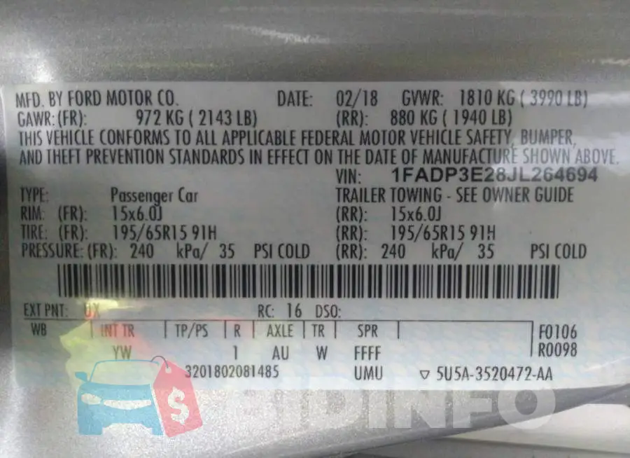 1FADP3E28JL264694 Photo# 9