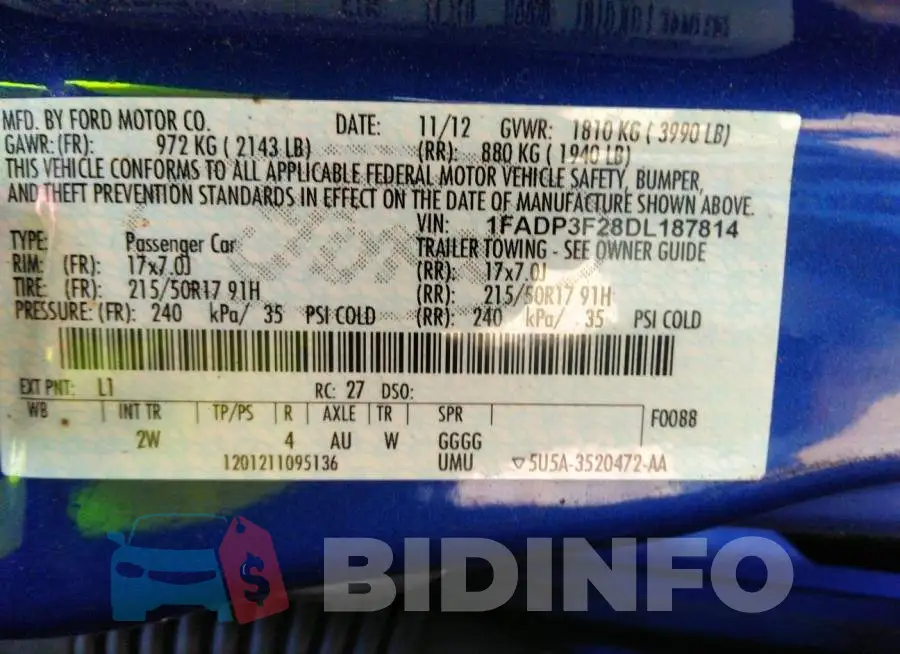 1FADP3F28DL187814 Photo# 9