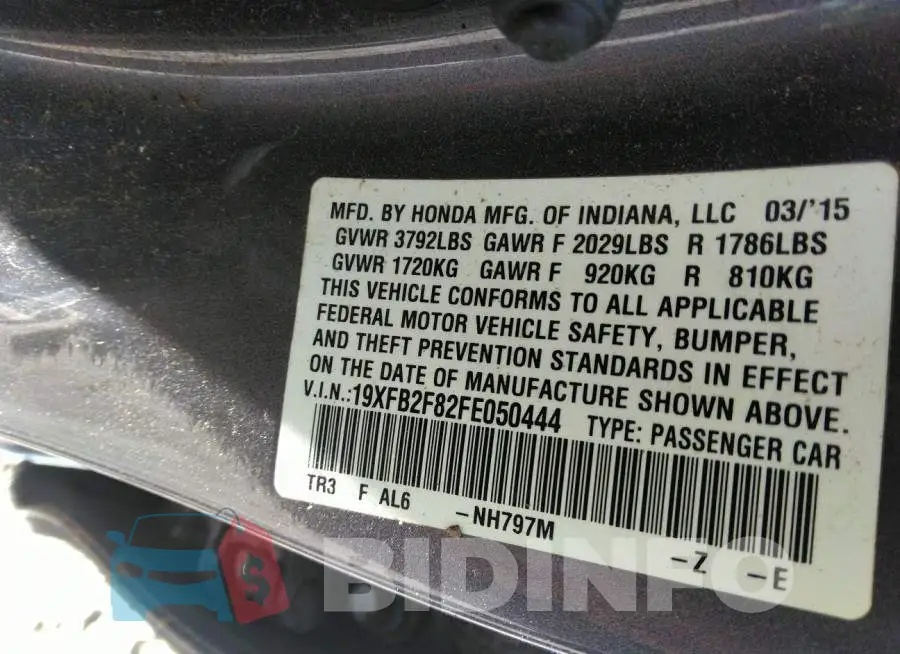 19XFB2F82FE050444 Photo# 9