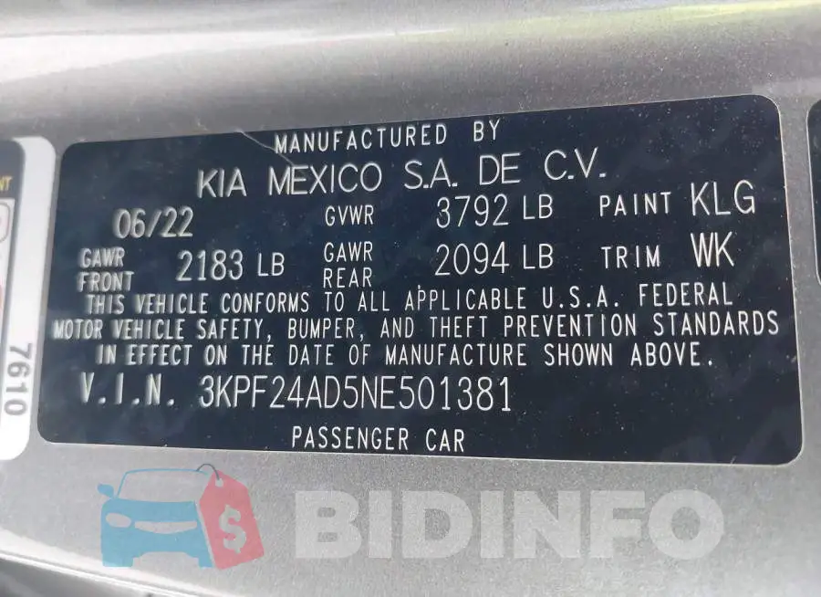 3KPF24AD5NE501381 Photo# 9