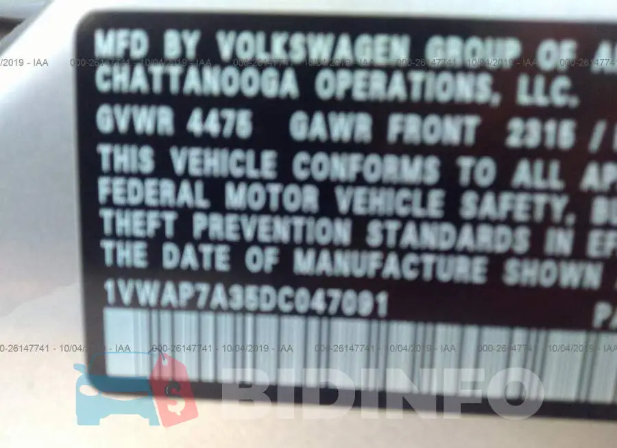 1VWAP7A35DC047091 Photo# 9