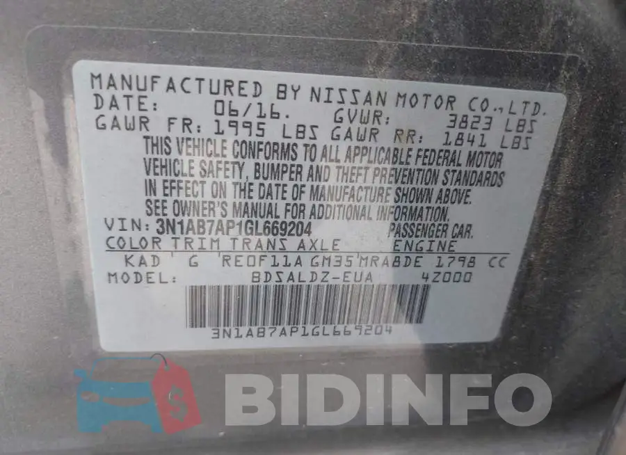 3N1AB7AP1GL669204 Photo# 9