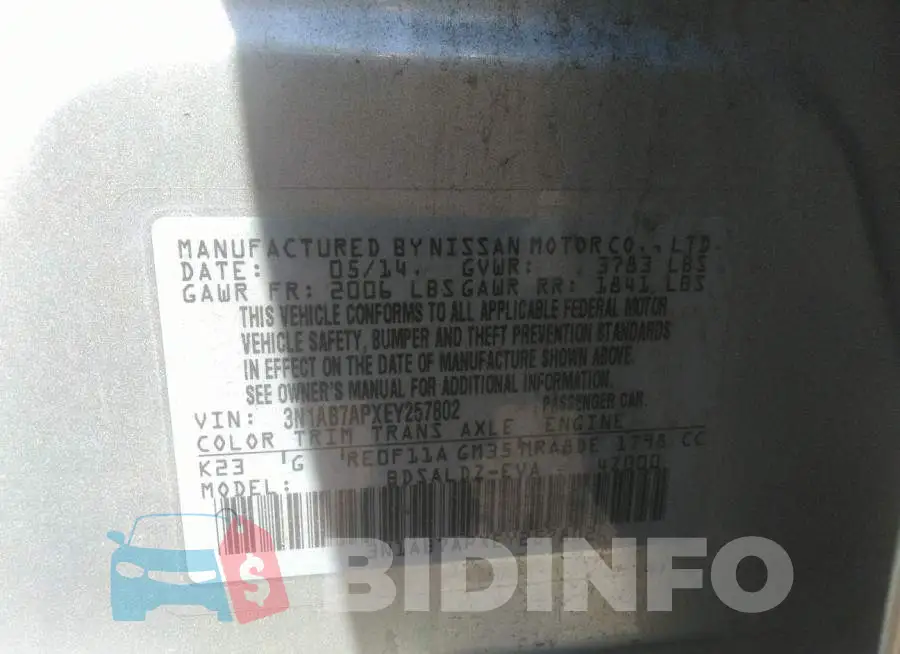 3N1AB7APXEY257802 Photo# 9