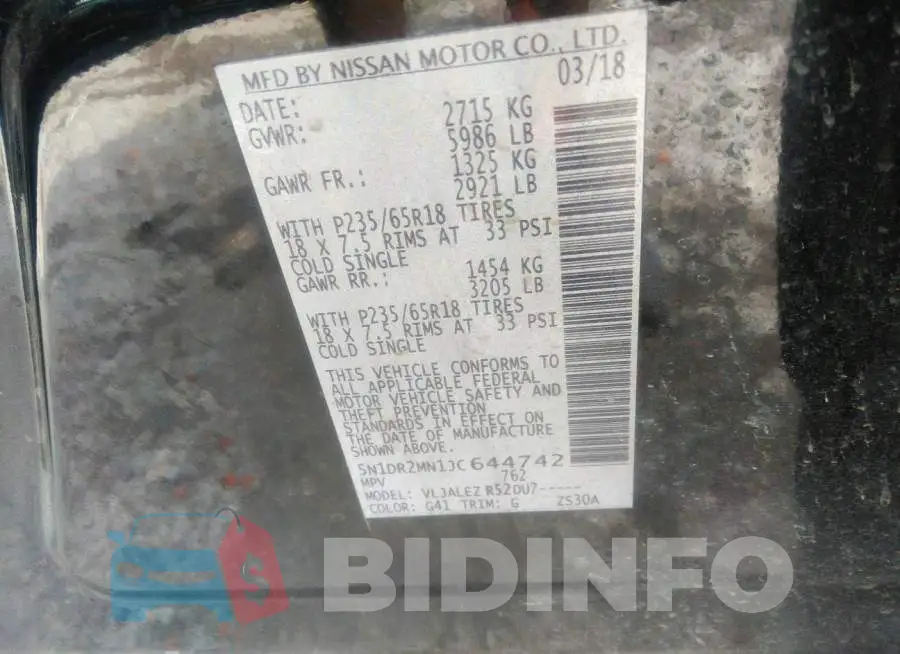 5N1DR2MN1JC644742 Photo# 9