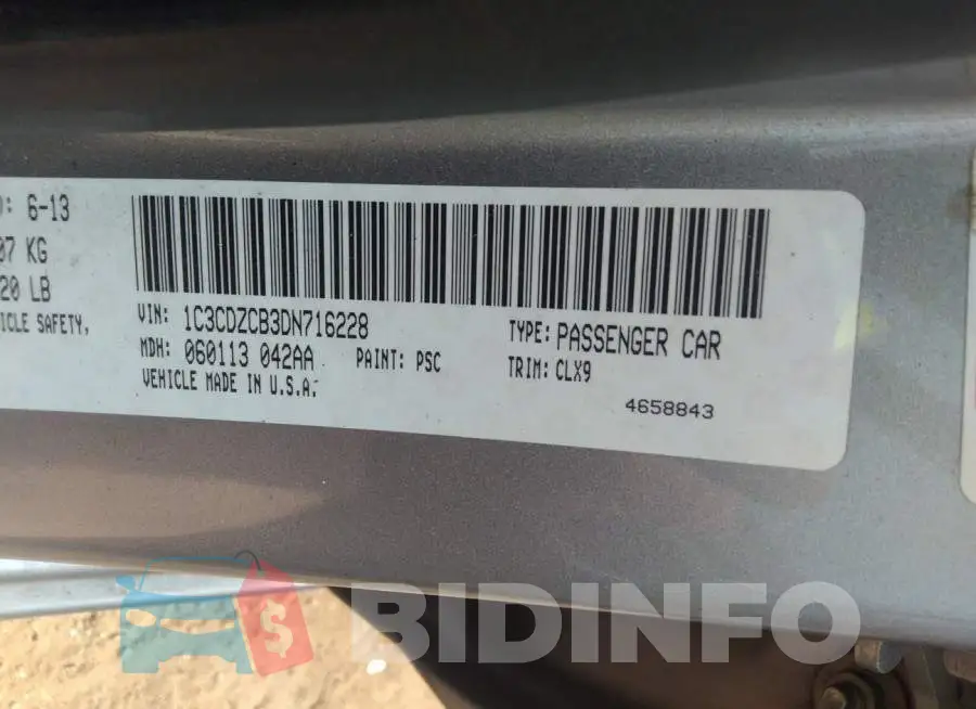 1C3CDZCB3DN716228 Photo# 9