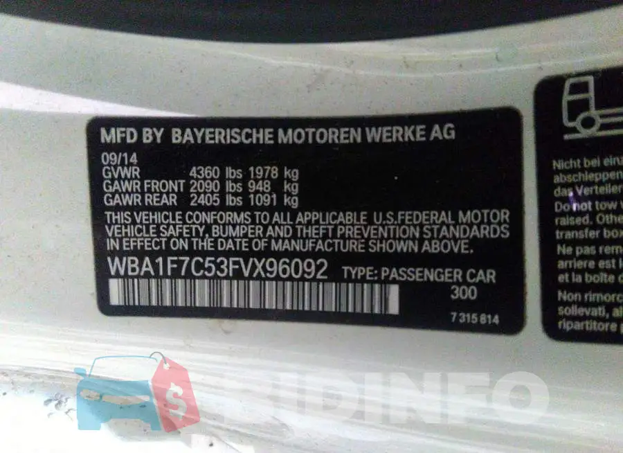 WBA1F7C53FVX96092 Photo# 9
