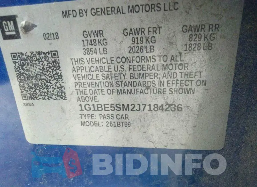 1G1BE5SM2J7184236 Photo# 9