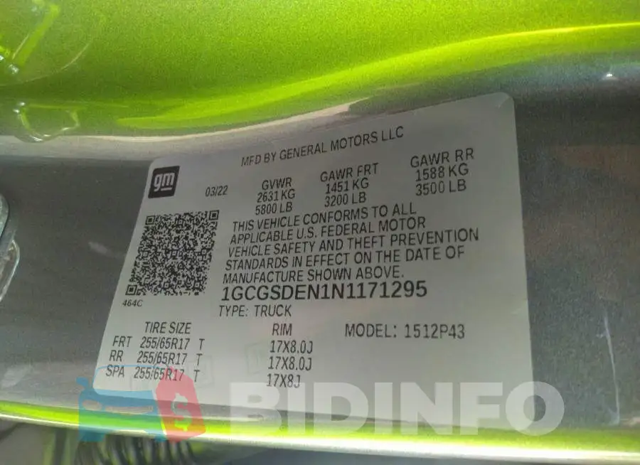 1GCGSDEN1N1171295 Photo# 9