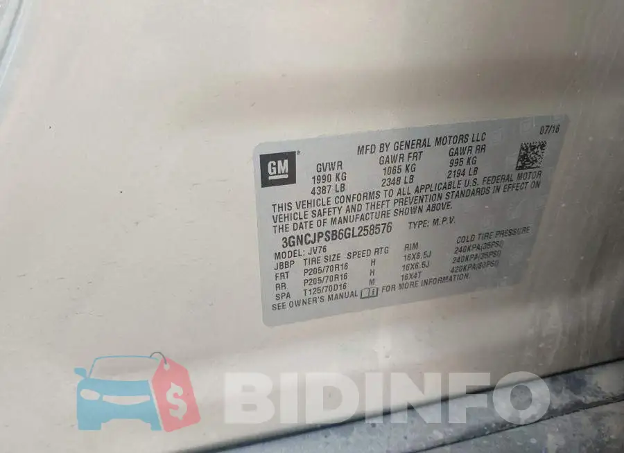 3GNCJPSB6GL258576 Photo# 9