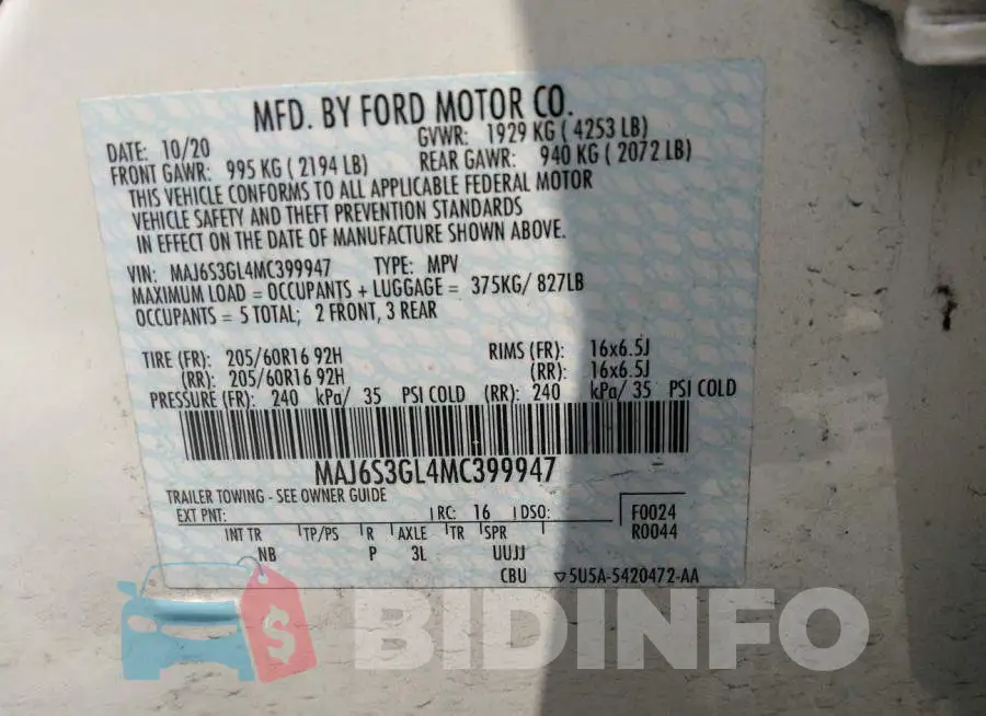 MAJ6S3GL4MC399947 Photo# 9