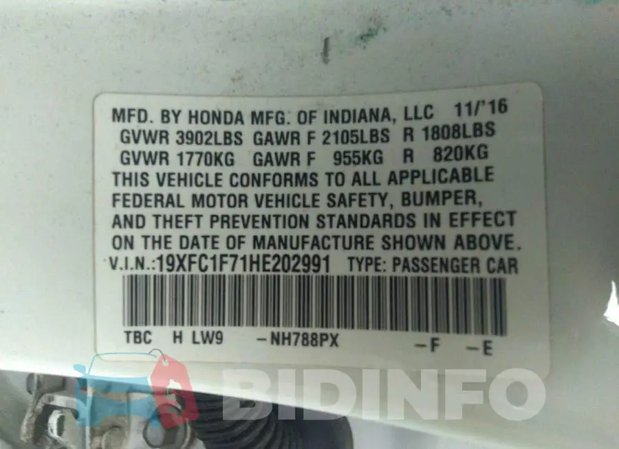 19XFC1F71HE202991 Photo# 9