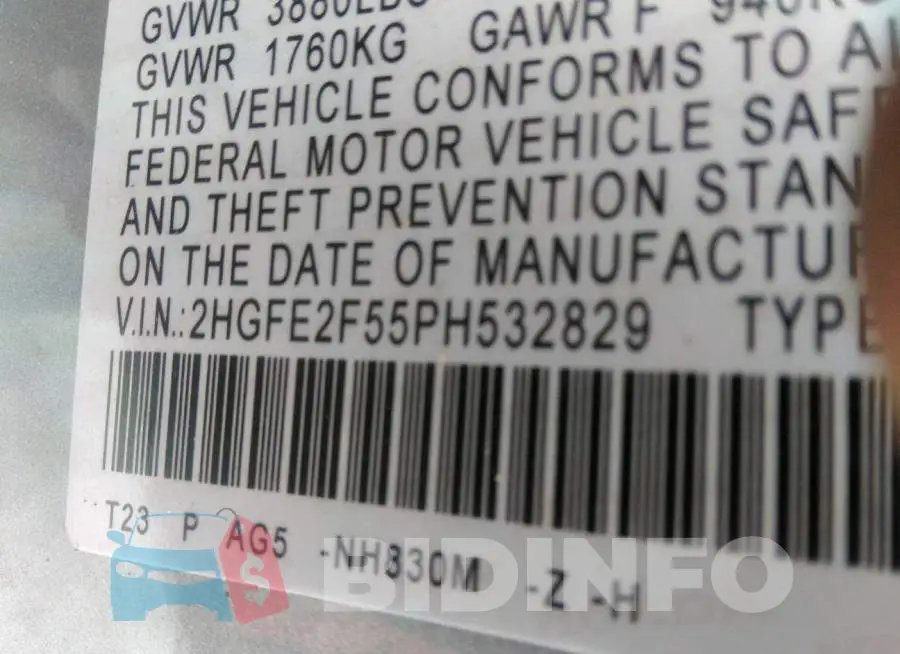 2HGFE2F55PH532829 Photo# 9