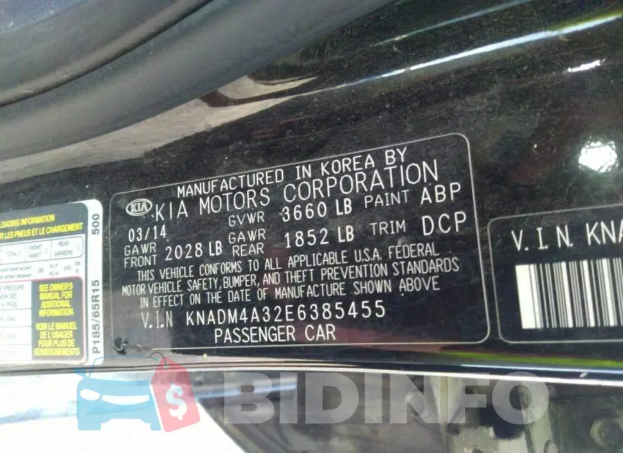 KNADM4A32E6385455 Photo# 9