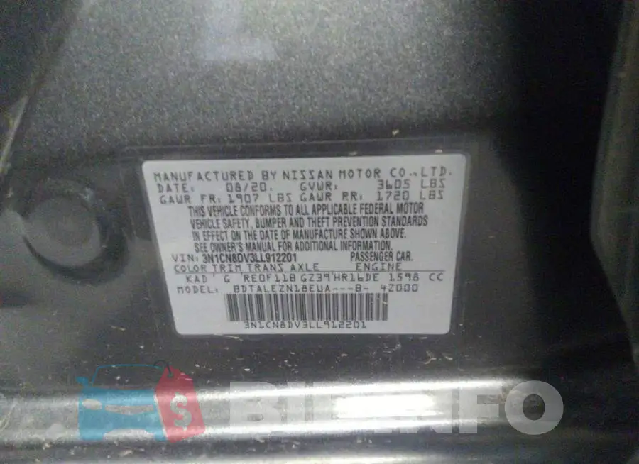 3N1CN8DV3LL912201 Photo# 9