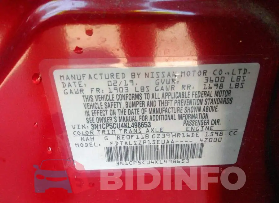 3N1CP5CU4KL498653 Photo# 9