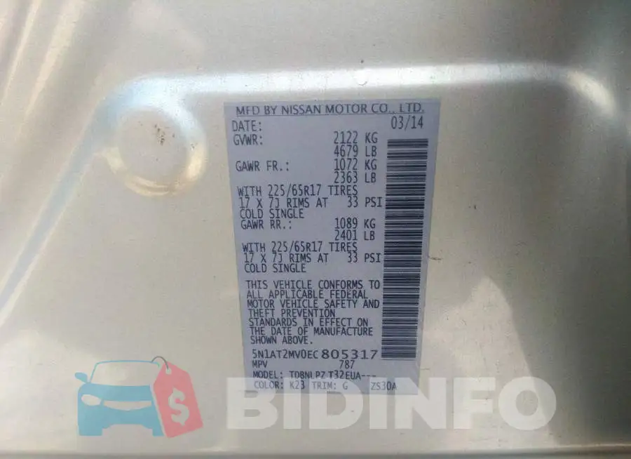 5N1AT2MV0EC805317 Photo# 9