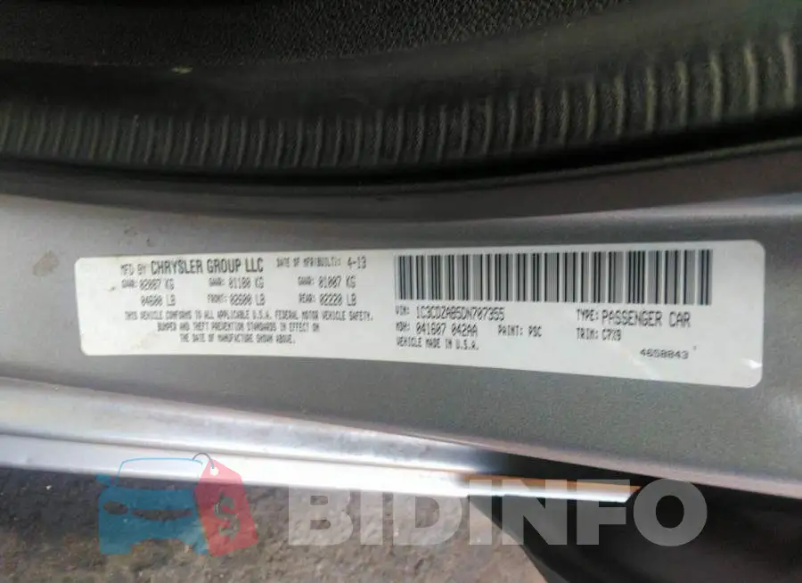 1C3CDZAB5DN707355 Photo# 9