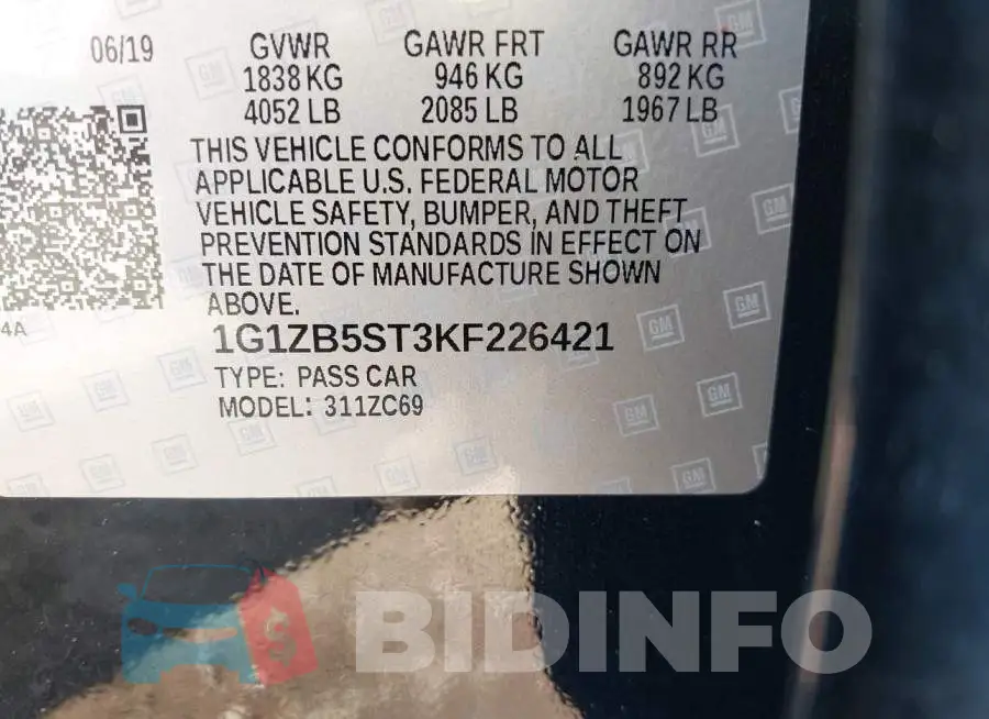 1G1ZB5ST3KF226421 Photo# 8