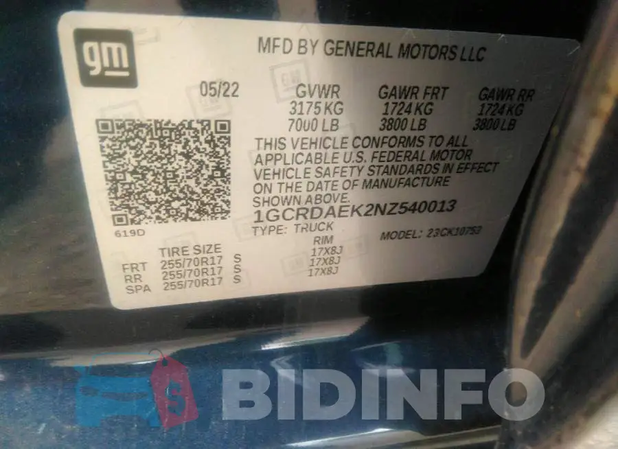 1GCRDAEK2NZ540013 Photo# 9