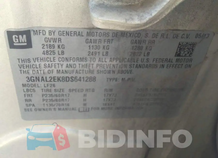 3GNAL2EK8DS641288 Photo# 9