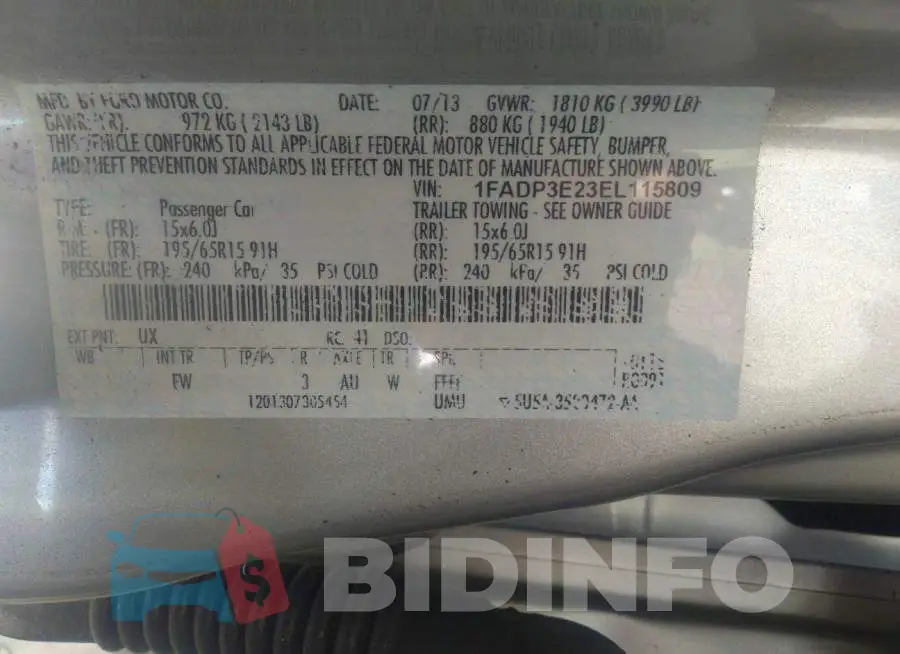 1FADP3E23EL115809 Photo# 9
