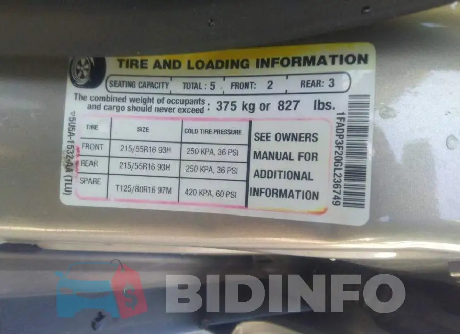 1FADP3F20GL236749 Photo# 9