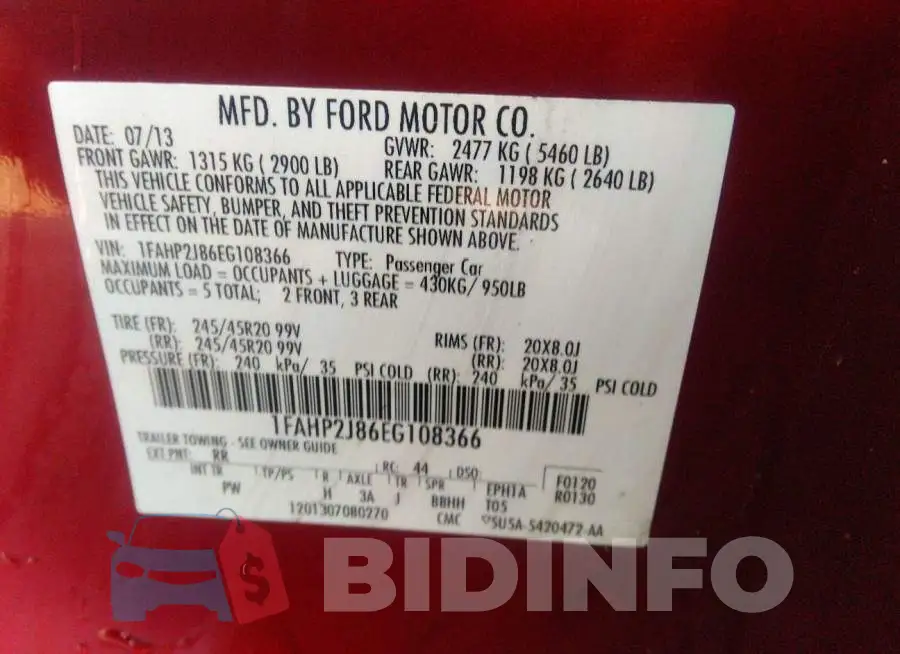 1FAHP2J86EG108366 Photo# 9