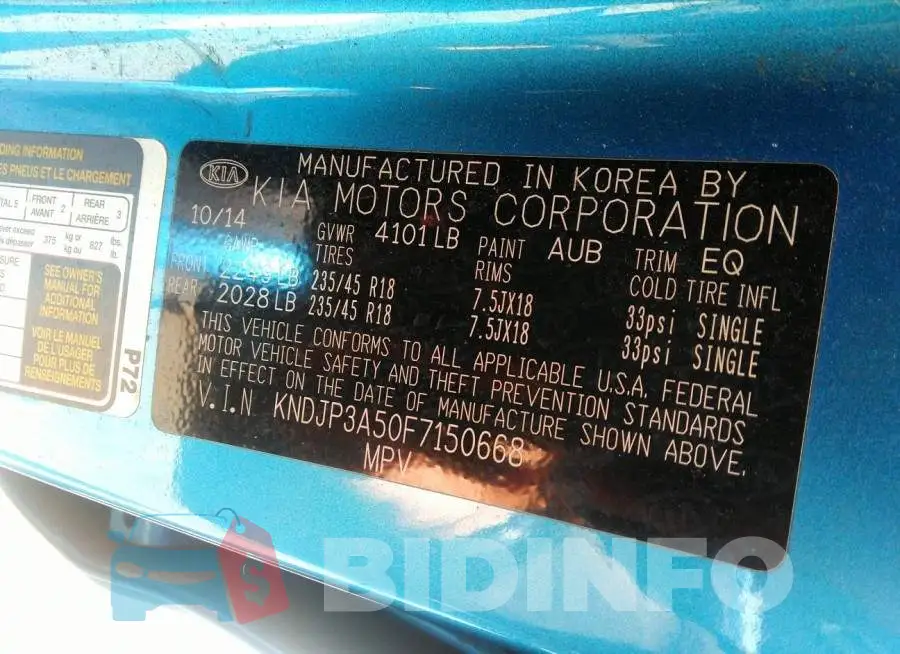 KNDJP3A50F7150668 Photo# 9