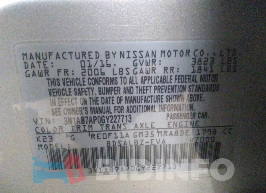 3N1AB7AP0GY227713 Photo# 9