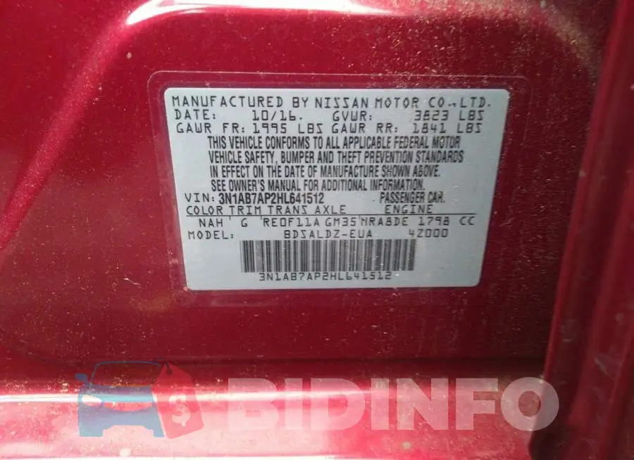 3N1AB7AP2HL641512 Photo# 9
