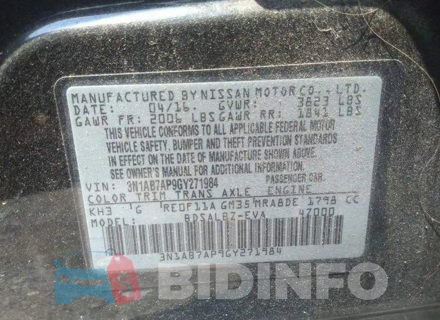 3N1AB7AP9GY271984 Photo# 9
