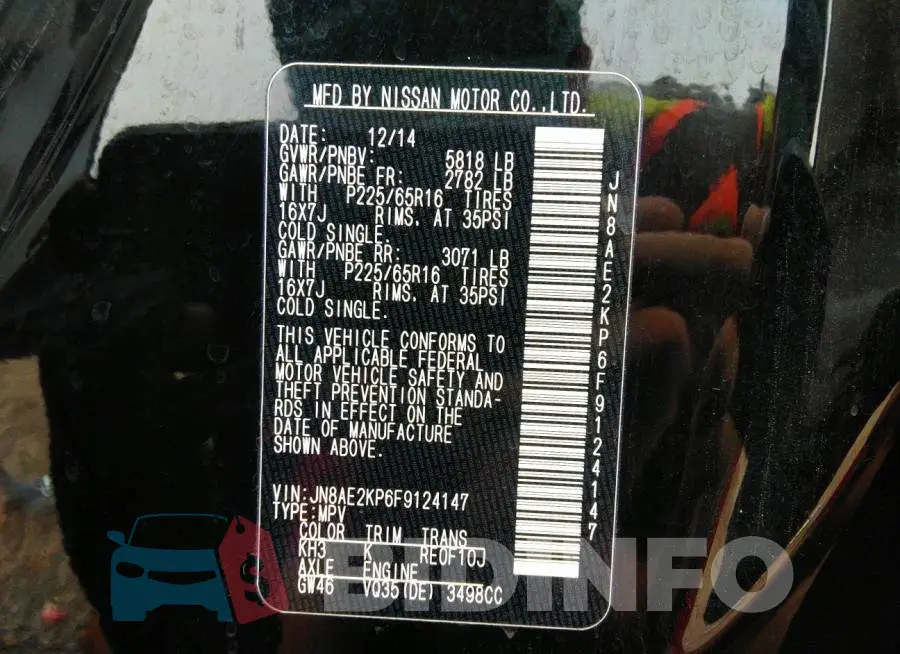 JN8AE2KP6F9124147 Photo# 9