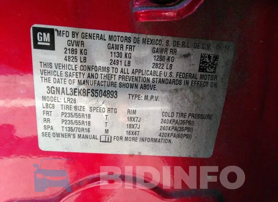 3GNAL3EK8FS504893 Photo# 9