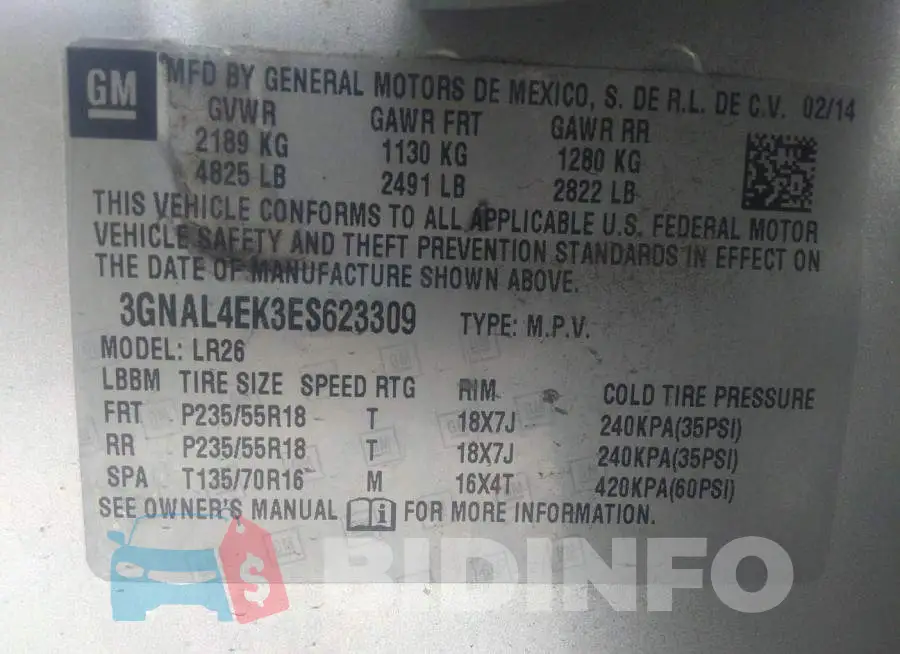 3GNAL4EK3ES623309 Photo# 9