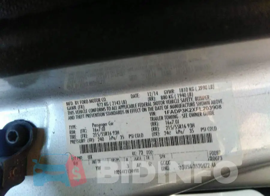 1FADP3K2XFL203908 Photo# 9
