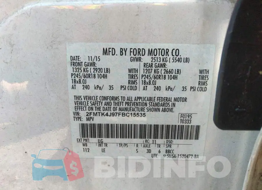 2FMTK4J97FBC15535 Photo# 9