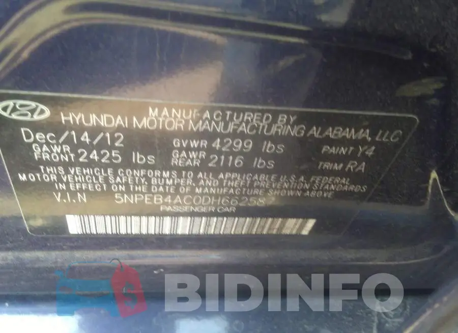5NPEB4AC0DH662587 Photo# 9